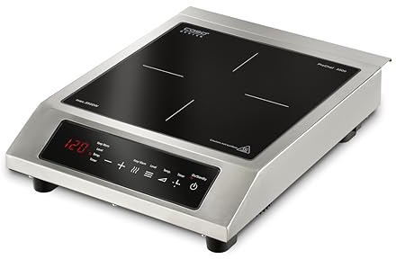 CASO ProChef 3500 – Mobil enkel induktionshäll, 3 500 watt, temperatur 60–240 °C, kokplatta med timer- och varmhållningsfunktion, 12 effektnivåer, hölje i rostfritt stål, för kastrullstorlekar 12–28