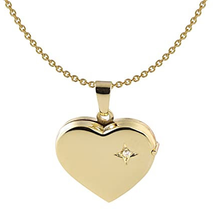 ACALEE Damen-Kette mit Herz-Medaillon 333 / 8K Gold wunderschöner Halsschmuck für Frauen, elegante Geschenkidee aus Echtgold, 30-3007-40 40 cm