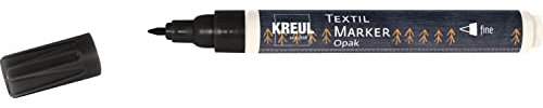 KREUL 92782 - Textil Marker Opak, fine, schwarz, Strichstärke 1 bis 2 mm, für zarte Linien, Schriften und Konturen, Stoffmalstift zum Gestalten von hellen und dunklen Stoffen