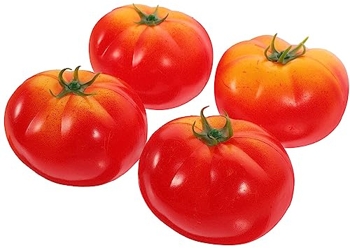 HOMSFOU 4 Pezzi Pomodori Finti Realistici in Schiuma E Plastica, Decorazioni Per Cucina, Casa, Negozi Di Frutta, Scenografie E Feste, 8.4x7x6 Cm
