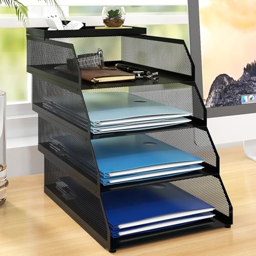 PUNCIA 4 Tiers Office Filing Trays for Desk Tidy Organiser Paper Storage