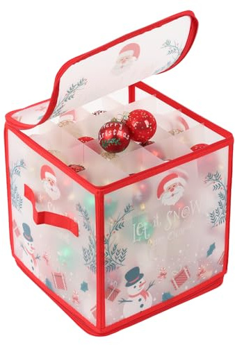 EDWINENE Christmas Bauble Storage Box - 64 Compartment Ornament Storage With Dividers for Decorations (Santa)