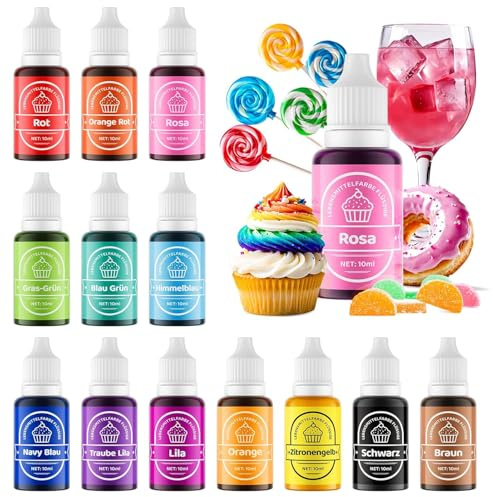 Wwtop Colorant Alimentaire 14 Couleurs x10ml Colorant Alimentaires Liquide, Colorant Alimentaire Haute Concentré pour Gâteau Décoration Cuisson, Fudge, Macarons, Oeufs de Pâques DIY