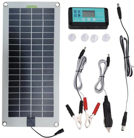 Kit pannello solare, mantenitore caricabatteria per auto da pannello solare impermeabile 30W 12V - Kit di ricarica di mantenimento per pannello solare Plug and Play con presa accendisigari e clip