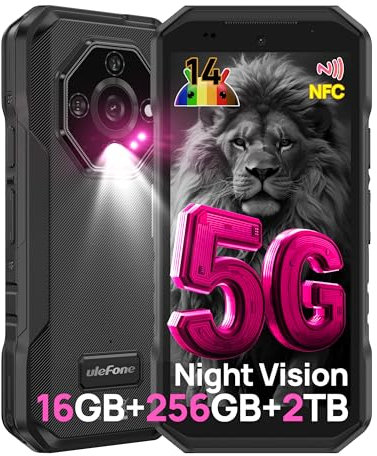 Ulefone Armor X32 Pro 5G Rugged Smartphone, 16GB+256GB/2TB, 64MP+25MP Night Vision, Android 14, 3 Cards Slots, 5.65 90Hz Corning Gorilla Glass, Dual SIM Unlocked Waterproof Mobile Phones NFC Black