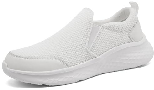 CMZSMM Scarpe Estive Uomo Slip On Running Ginnastica Mocassini Sportive Corsa Leggera Traspiranti Palestra Casual Sneaker Bianco 43 EU
