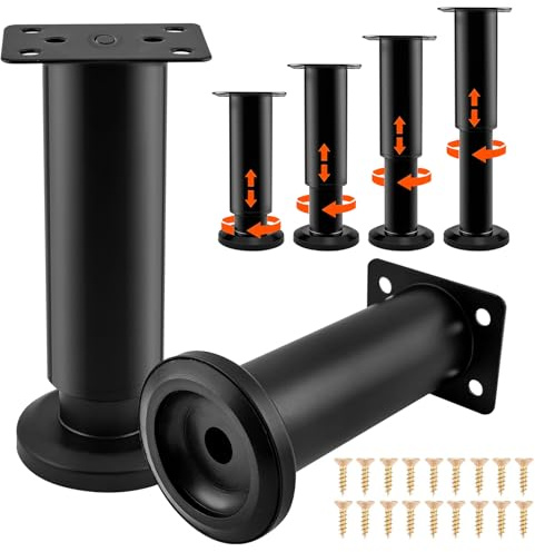 LINLINOI Höhenverstellbare Möbelfüße 4 Stück, 18-30 cm Schwarz Für Schränke Sofa Tisch Bett Kommode Couch
