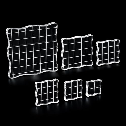 5 bloques de sellos acrílicos transparentes con líneas de cuadrícula, bloques de estampado para álbumes de recortes, tarjetas, manualidades esenciales (borde de encaje)