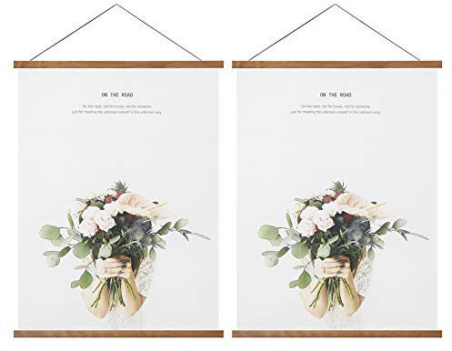 Miaowater 2 Pack Poster Frame,12x15 12x16 12x17 12x18 12x20 Magnetic Light Wood Wooden Frames Hanger for Photo Picture Art Canvas Print Artwork Wall Hanging Teak Wood 12''