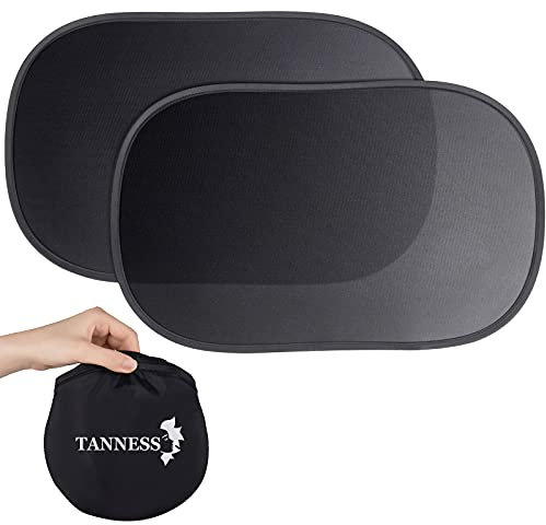 Tanness 2 Pack Car Window Shades for Baby | Sun Shade for UV Rays Protection with Storage Bag | Universal Fit Car Accessories - Black