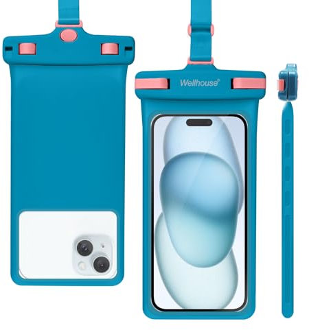 Universelle wasserdichte handyhülle mit Lanyard Handy IP8X Tauchen im Freien Strand unter Wasser bis zu 7,0 wasserdichter beutel 3D nahtlose HD TPU staubdichte Touch-Telefonhülle für iPhone Blue