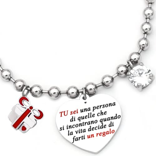 dalcuore Bracciale donna, Ipoallergenico, Idee Regalo Donna Frase Specialie da regalare per Lei X Fidanzata, moglie o compagna utile e divertente Portafortuna da regalare x le feste