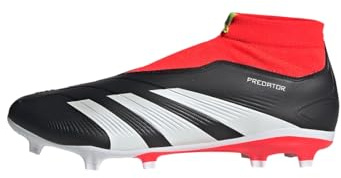 adidas Unisex adulto Predator League Laceless Firm Ground Football Boots, Core Black / Cloud White / Solar Red, 44 2/3 EU