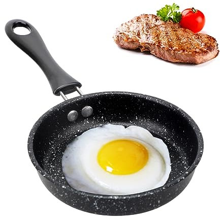 RANJIMA Mini Poêle à Oeuf Induction Anti-Adhésive 12 cm - Pour Cuisson de Bacon, Tranches de Jambon, Steaks, Omelettes - Idéal pour Camping