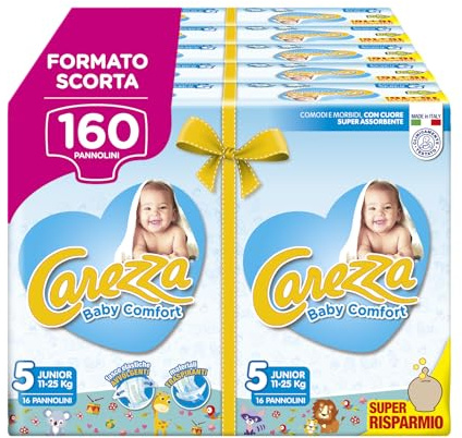 Carezza Baby Comfort Junior | Taglia 5 (11-25 kg) | 160 pannolini
