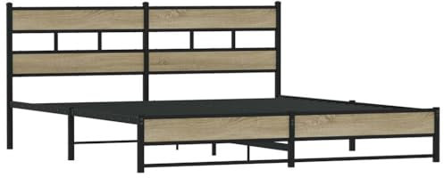 vidaXL Sängram utan madrass metall sonoma-ek 200x200 cm