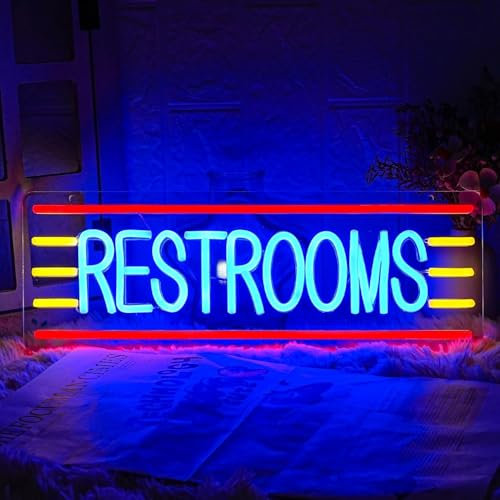 LMSIGNLY Targa al neon per WC, per negozio, toilette, luce al neon, per bagno, per la casa, bar, negozio, hotel, centro, supermercato, decorazione