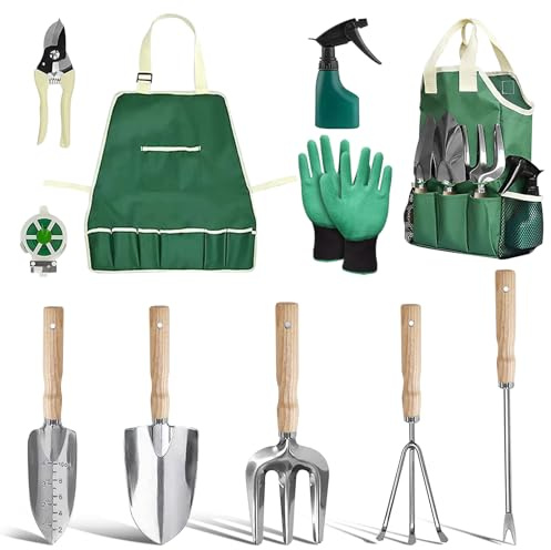 Yunkctuk Herramientas Jardineria, Juego de Herramientas para Jardín 11PCS con Bolsa de Almacenamiento, Juego de Jardinería de Acero Inoxidable, Regalos para Entusiastas de la Jardinería