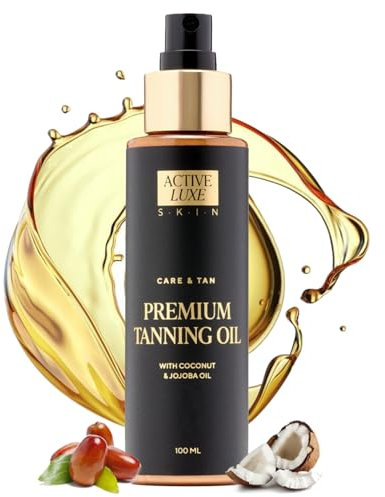 Active Luxe Premium Tanning Oil – Aceite de bronceado con aceite de zanahoria, aceite de coco, aceite de nuez, aceite de jojoba – Acelerador de bronceado para bronceado intenso de verano – 120 ml