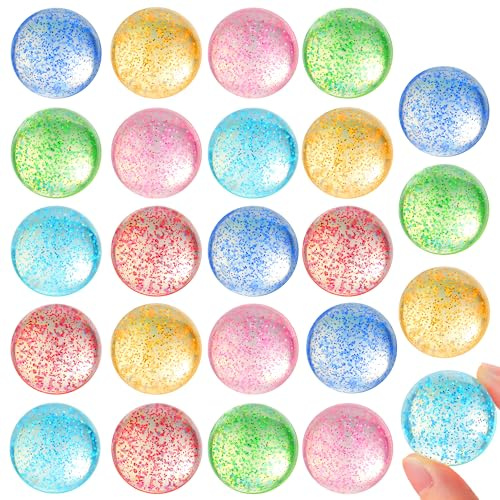 JOYIN 24 pezzi, Flummies per bambini da 32 mm, riempitivi sacchetti per feste, palline di gomma, diametro spaziale colorato, riempitivo per calze, regalo di compleanno