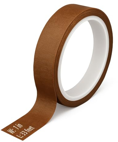 VANSUKY PTFE Teflon Tape Self Adhesive 1 in x 33 ft x 7 mil – Heat Resistant, Non-Stick Surface, High Temperature Sealing Tape for Heat Press, Vacuum Sealer, Industrial and DIY Use (1 in)