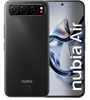 nubia Air, Smartphone 5G ultrasottile, Display AMOLED 6,78, 256 GB, RAM 20GB (8+12GB RAM fusion), Tripla fotocamera AI 50MP, Batt. 5000mAh, resiste a acqua e polvere (IP68 & IP69), Titanimu Black