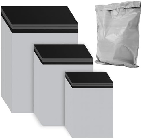 SINJEUN 300 stycken självhäftande fraktpåsar, 3 storlekar 25x35 / 34x46 / 38x51 cm HDPE ogenomskinliga fraktpåsar med självhäftande stängning, grå förpackningspåsar för varusändning, kläder