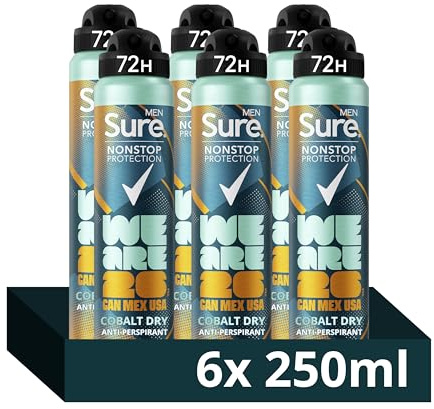 Sure Men FIFA World Cup 2026™ Cobalt Dry Anti-Perspirant Spray 250ml 6 Pack