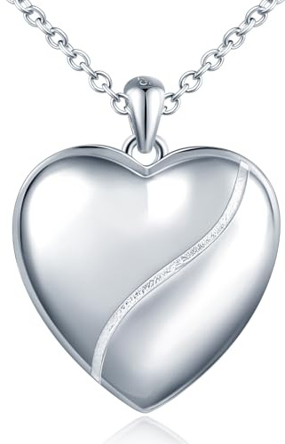 MICSAVI Collana per Donna con Medaglione Cuore Argento 925 Portafoto, Ciondolo a Forma di Cuore per Immagine Foto, Gioiello Personalizzata per Mamma Fidanzata Moglie