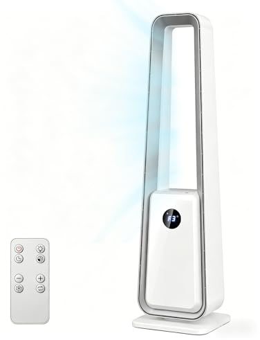 Aiorber Ventilatore a Torre Senza Pale: Ventilatore a Colonna Silenzioso con Telecomando Oscillazione 75° Timer 12H 3 Modalità Purificatore d'Aria per Camera da Letto Soggiorno Ufficio Bambini Animali