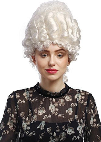 WIG ME UP- 91029-ZA62 Peluca señoras Carnaval históricamente nobleza barroca Blanco Peinado Pompadour Colmena Torre de Reina María Antonieta de 50 cm