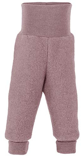 Pantalón de forro polar para bebé, 100% lana virgen, ángel natural, con cintura para el ombligo, Madera de rosal., 74/80 cm