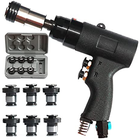 M3 M3-M12 Machine De Taraudage Pneumatique + 6 Chucks,Tappeur Pneumatique à TêTe Auto-VerrouilléE,Machine à Taper D'Air à Main Pour Tapisser L'Acier, Le Fer,Le Cuivre,L'Aluminium,Le Plastique,A