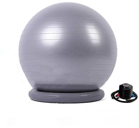 Silla con Pelota Pelota de Ejercicio Silla Fija para Trabajo Yoga Fitness Equilibrio, Asiento de Pvc con Pelota de Yoga para Aliviar El Dolor de Espalda, Silla de Maternidad ( Color : Grey , Size : 75