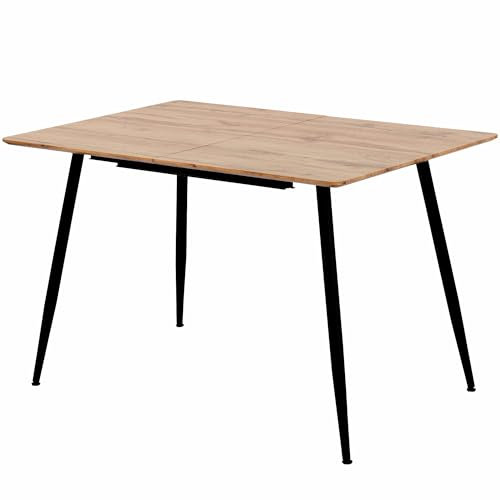 TRISENS Esstisch Emilia ausziehbar 120-150-180 x 80 cm 4-10 Personen Küchentisch mit Metallgestell für Küche, Esszimmer Holz Optik, Farbe:Eichefarben