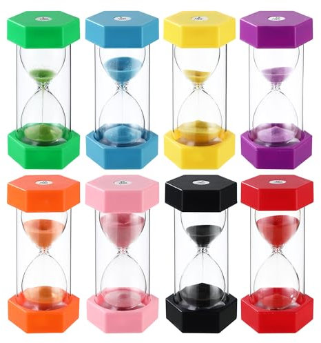 Minuteur sablier 8 Couleurs,Sablier Colore kit,Sablier pour Enfant,Apprentissage,Jeu,sablier de chronométrage,1/3/5/8/10/15/20/30 Minutes,Bureau,Accessoires de décoration de la Maison