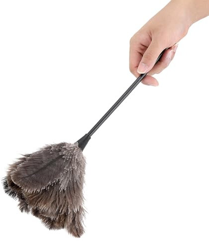 Horoper Plumero de Plumas para Limpieza Mini Plumero de Plumas de Avestruz Reutilizable Lavable Hecho a Mano para Libros Teclado Oficina Hogar