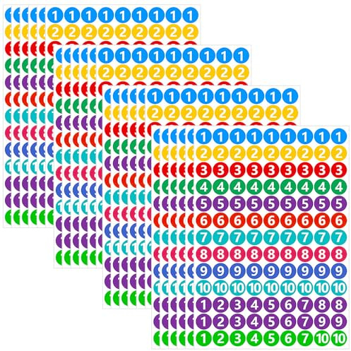 Qaestuan 24 Pezzi Numeri Adesivi 1-10, Etichette Adesive 20mm, Adesivi Numerati, Vinile Impermeabile, Adesivi Colorati Numerati, Adesivi Digitali, Numeri Rotondi Piccoli Adesiv per Armadietti