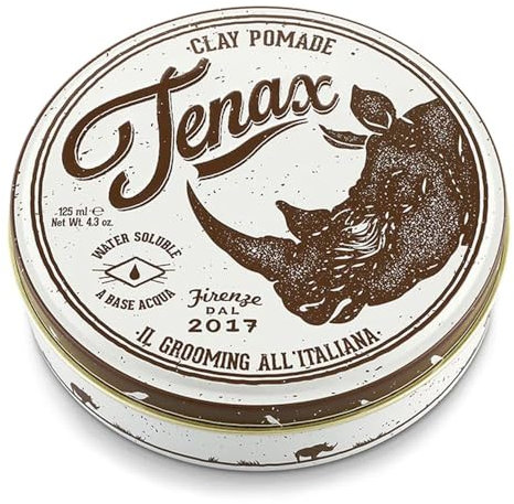 Tenax Clay Pomade 125ml, Pomade for Men with Natural and Non-Shiny Effect, Long-Lasting Ultra-Strong Hold, Water-Based Men's Hair Wax for a Structured and Reworkable Look, Suitable for All Hair Types
