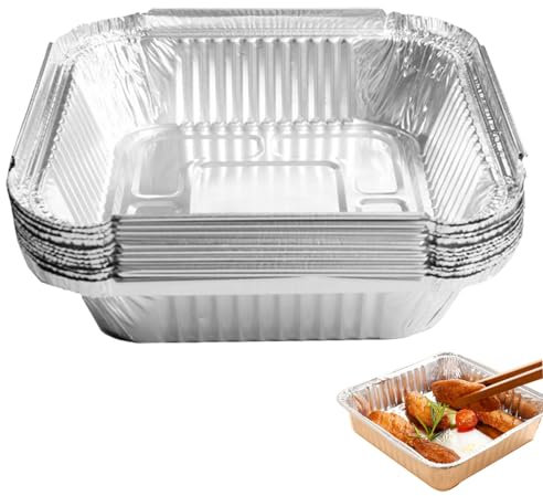 Aluminiumpfannen – Fritteusendosen, Einwegpfannen | Rechteckige Kochnahrungsbehälter, recycelbares Kochgeschirr für Partys, Grillpartys, Aufbewahrung