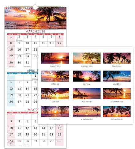 2026 Wall Calendar, 3 Month Calendar Vertical 2026, Dec. 2025 - Jan.2027, 11 x 26, 3-Month Display Calendar with Thick Paper, Perforated Line