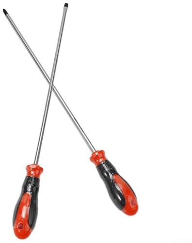 Destornillador extendido de 16.1 pulgadas de largo, herramienta de mano magnética ranurada y cruceta con mango de goma para zonas de difícil acceso, cromo vana(juego de 2 piezas)