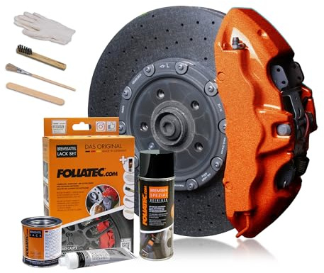 Foliatec Bremssattel Lack Set, Hitzebeständig, Komplettsatz für 4 Bremssättel, cosmic orange metallic, 7-teiliges Set