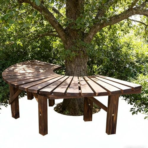 Gaommini Bancos curvos de Madera para Envolver el Banco del árbol, Bancos semicirculares de jardín al Aire Libre para Asientos en el Patio Trasero, Capacidad de Carga Fuerte de 660 Libras(Half Round)