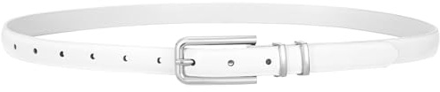 VONMELLI Cintura sottile da donna, in pelle, stile retrò, cintura in vita per abiti, jeans, alla moda, con fibbia dorata, A-bianco, (110cm)Passt für Taille 80cm-89cm