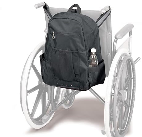 Homecraft,sac multi-poches pour fauteuil roulant, noir, élégant et spacieux, deux pochettes latérales, grande capacité de stockage, accessoires pour fauteuils roulants et scooters