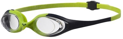 ARENA Unisex Youth Spider Junior Swim Goggles Girls and Boys Ages 6 to 12 No Fog Non-Mirror Lens Easy to Adjust Strap No Leak, Navy/Clear/Citronella