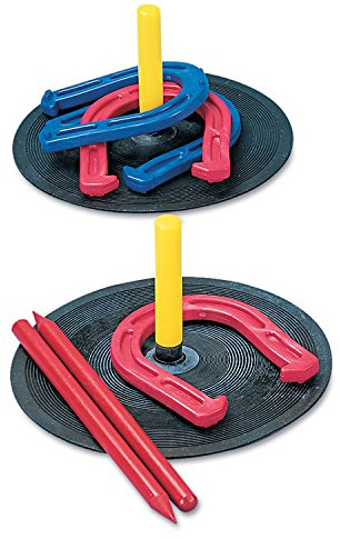 Champion Sports Indoor/Outdoor Horseshoe Set Red