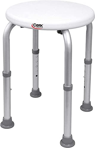 Carex Compact Shower Stool - Adjustable Height Bath Stool and Shower Seat - Aluminum Bath Seat that Supports 250lbs