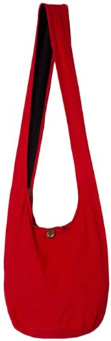 PANASIAM Bolso bandolera mujer y hombre, Bolso grande y ligero de algodón, Estilo cruzado con cremallera y bolsillo interior extra, 2 tamaños, Accesorio unisex resistente, rojo L